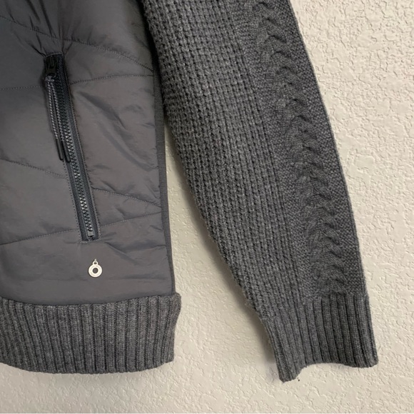 Kari Traa Jacket Womens M Faere Bomber Quilted Body Cable Knit Wool Sleeves Gray - Picture 8 of 15